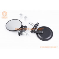 Дзеркала на мотоцикл круглі, кріпл. в торець керма, чорні (SH-001)