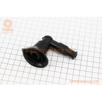 Свічковий ковпачок "люлька" 90° великий, з резинкою, чорний тип 2