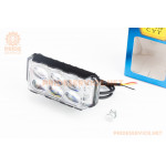 Фара додаткова світлодіодна вологозахисна-6 LED з кріпленням, прямокутна 102x47мм, зі стробоскопом (габарит POLICE)