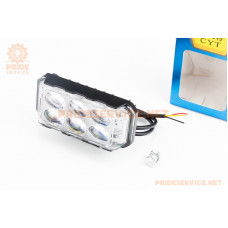 Фара додаткова світлодіодна вологозахисна-6 LED з кріпленням, прямокутна 102x47мм, зі стробоскопом (габарит POLICE)