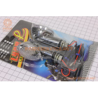 Поворотник діодний "ОВАЛ" карбон, прозоре скло, к-кт 2шт