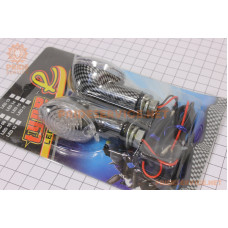 Поворотник діодний "ОВАЛ" карбон, прозоре скло, к-кт 2шт