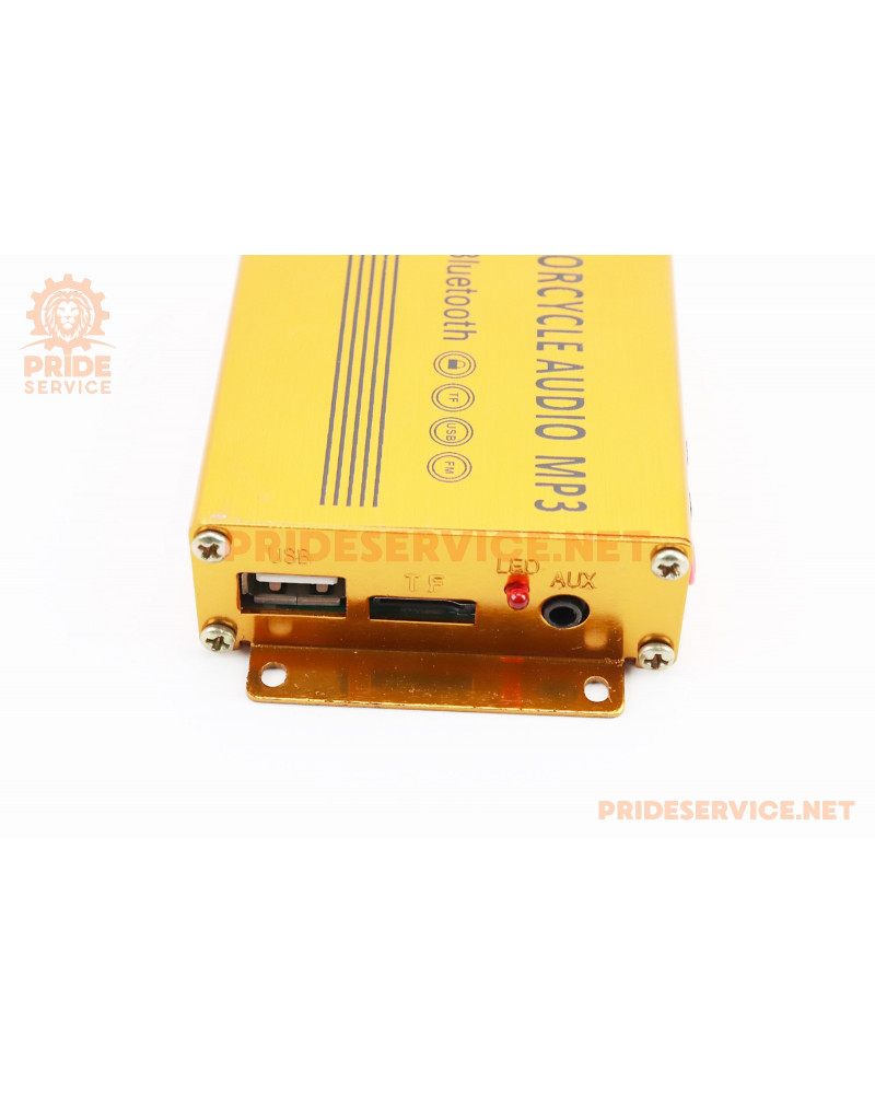 АУДІО-блок (Bluetooth, МРЗ-USB/SD, FM-радіо, пультДУ, сигналізація) + колонки 2шт, чорні