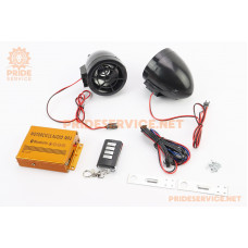 АУДІО-блок (Bluetooth, МРЗ-USB/SD, FM-радіо, пультДУ, сигналізація) + колонки 2шт, чорні