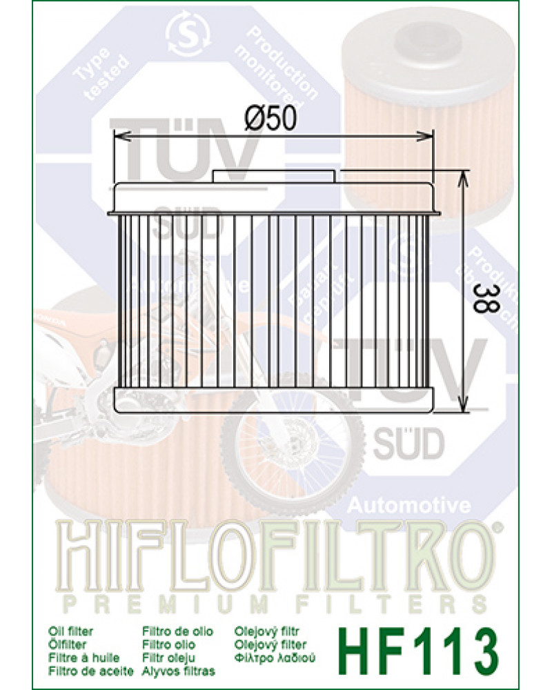 Масляний фильтр HIFLO HF113 HONDA VT / NV - Shadow / Steed VT 125 C