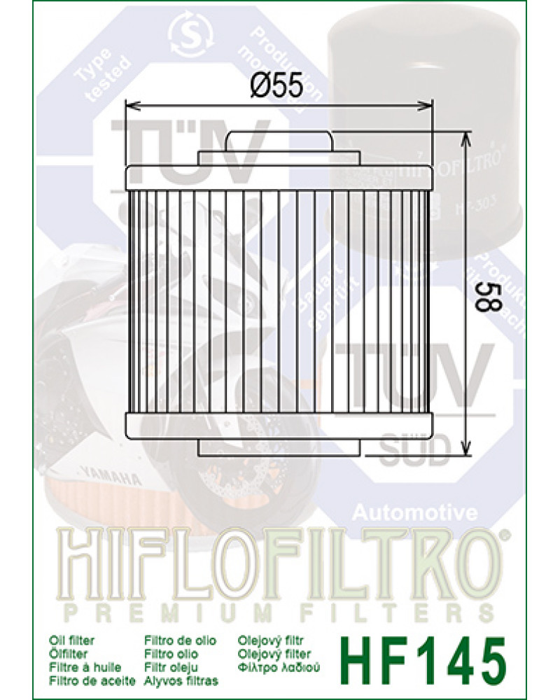 Масляний фільтр HIFLO HF145 YAMAHA XV/XVS/XVZ -Bolt/Drag Star/Midnight Star/Raider/Royal Star/Stryker/Venture/Wild Star/Warrior