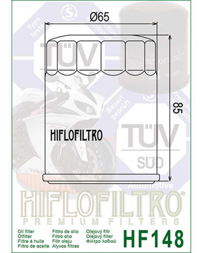 Масляний фільтр HIFLO HF148 HONDA MARINE / MERCURY MARINE / YAMAHA FJ / FJR FJR 1300