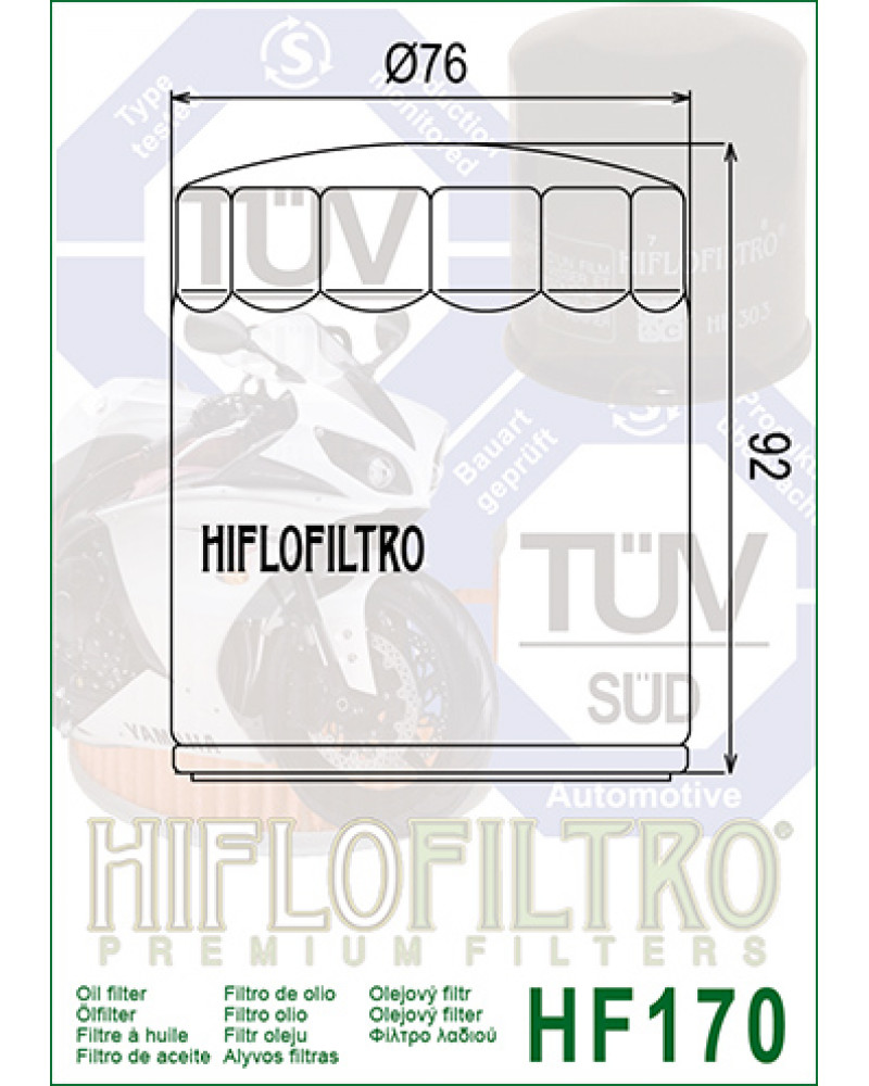 Масляний фільтр HIFLO HF170B HARLEY-DAVIDSON XL/XLH/XR - Sportster / XL 883 N /XL 1200 X