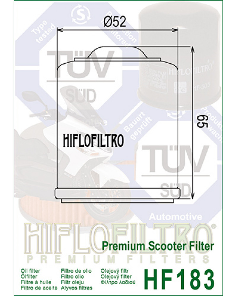 Масляний фільтр HIFLO HF183 APRILIA Scarabeo / PIAGGIO / VESPA Beverly