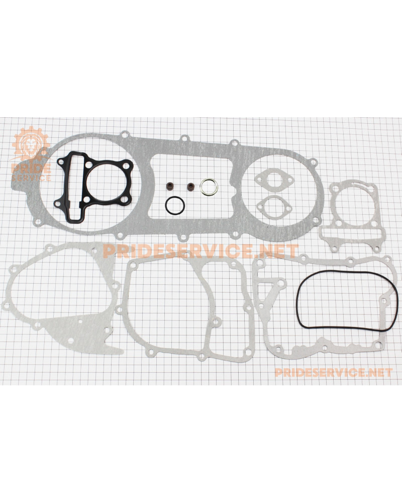 Прокладки двигуна 150cc-57,4мм, к-кт 15 деталей, довгий варіатор