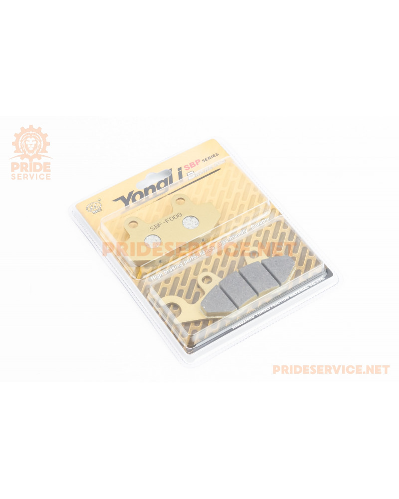 Гальмівні колодки дискові праве вухо (Viper-RACE/STORM/CG/СВ/HONDA-LS125;NSR 50/LIFAN/KYMCO-Pulsar/LONCIN), (KEVLAR FIBER), жовті SBP-F008