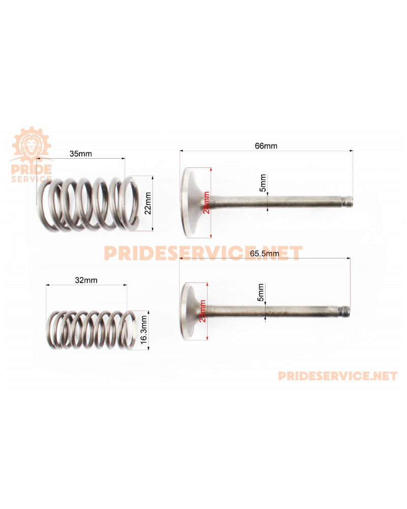 Клапана впускний (H-66; D-28), випускний (H-65,5; D-23), повний к-кт, 150cc