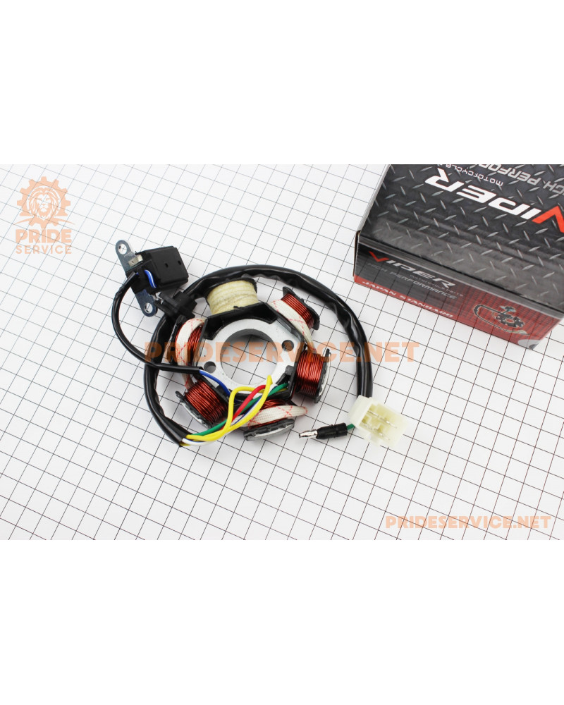 Статор магнето (генератора) (6 котушок роз'єм "мама 4+1") висота 31мм