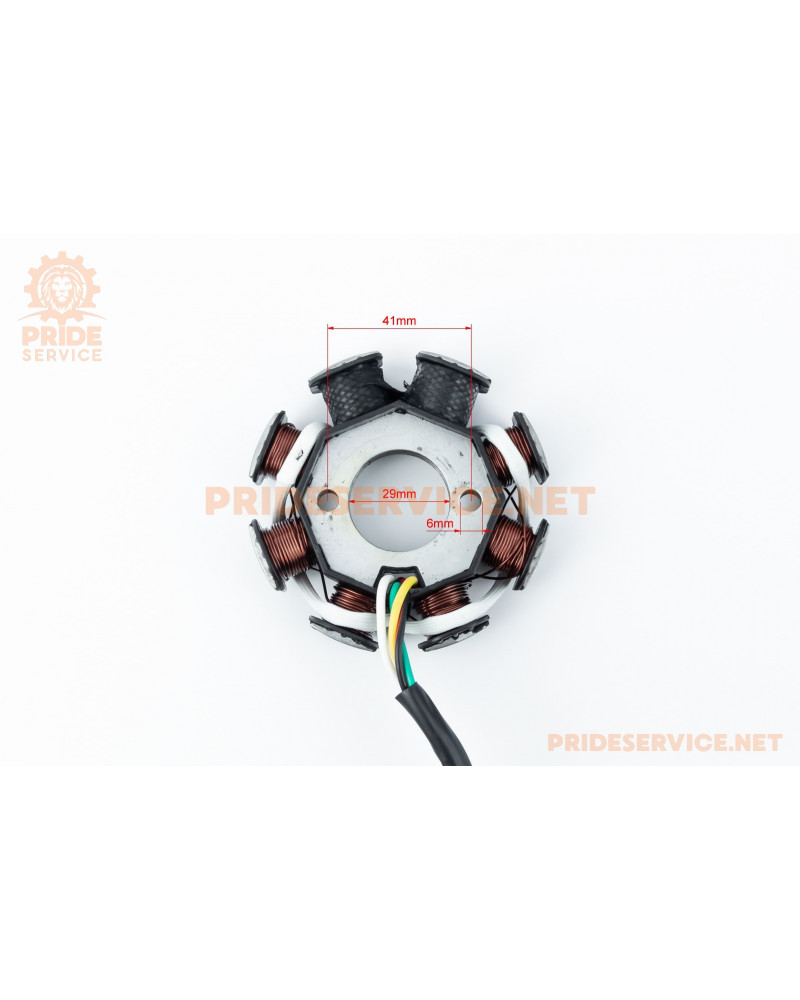 Статор магнето (генератора) (8 котушок роз'єм "мама 3+2") висота 28мм тип 2