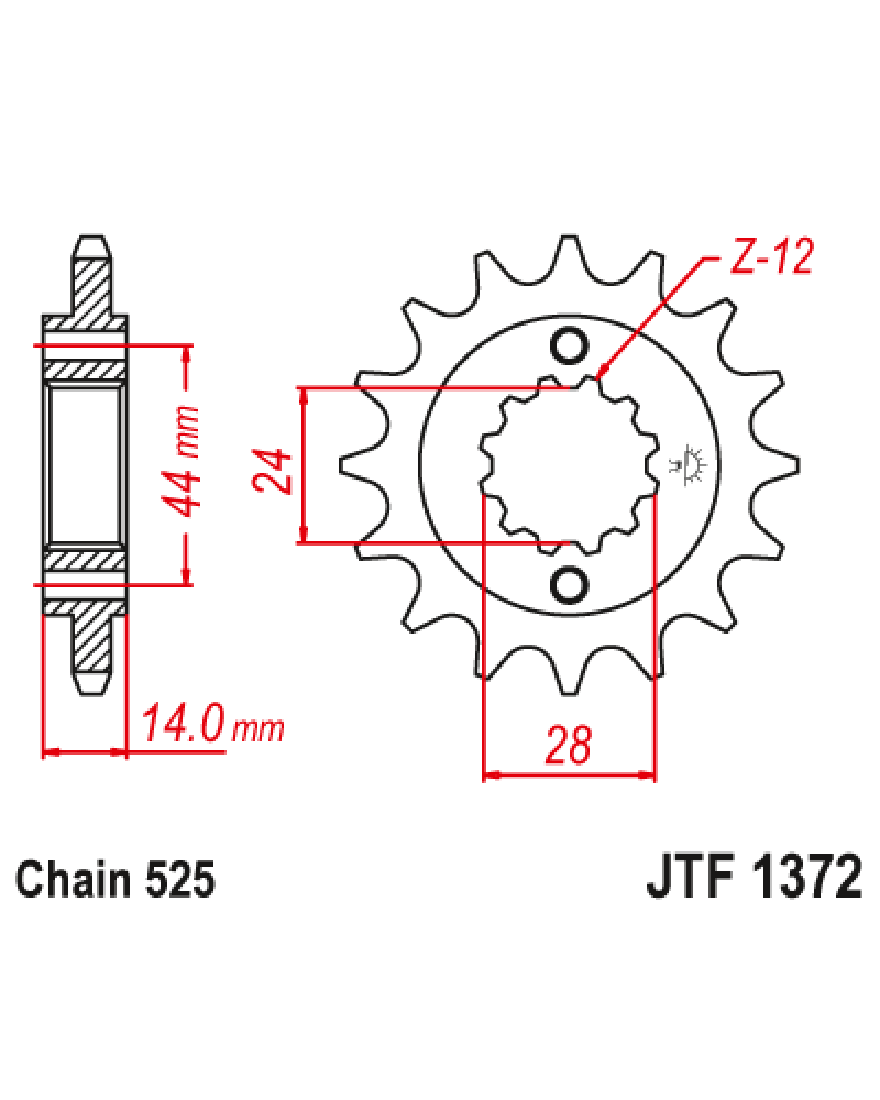 Звездочка передняя (шаг 525) JTF1372.17