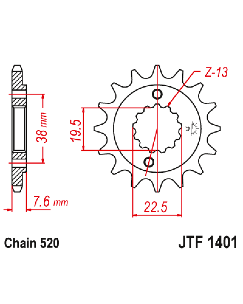 Зірка передня (крок 520) JTF1401.14