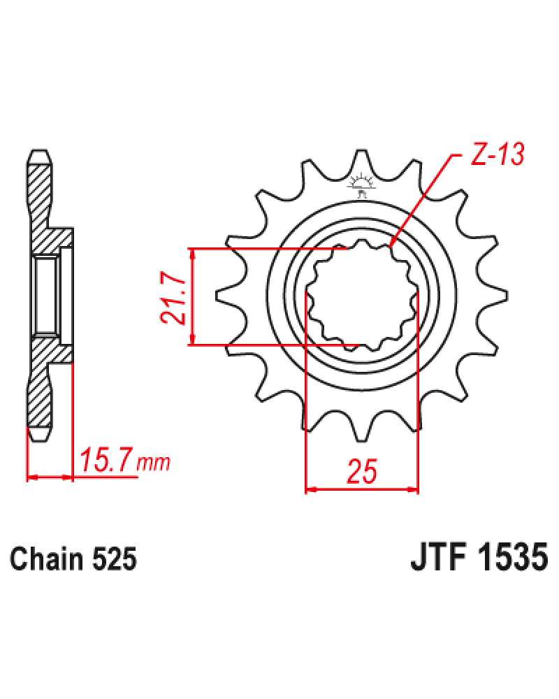 Зірка передня (крок 525) JTF1535.15