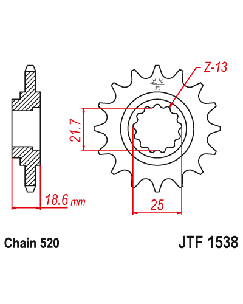 Зірка передня (крок 520) JTF1538.15RB