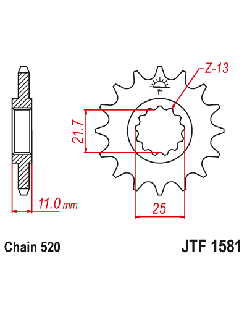 Зірка передня (крок 520) JTF1581.13