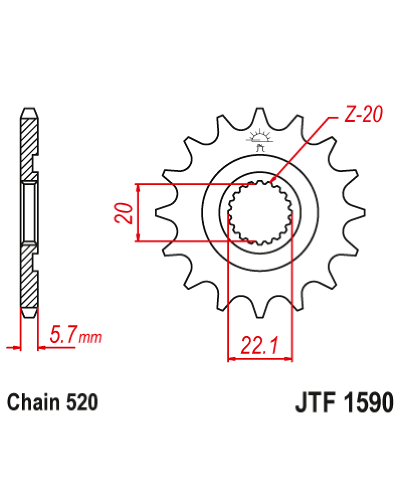 Зірка передня (крок 520) JTF1590.12