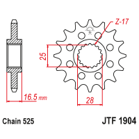 Зірка передня (крок 525) JTF1904.17RB