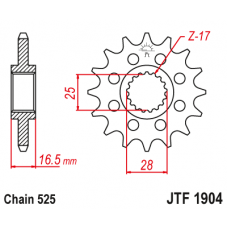 Зірка передня (крок 525) JTF1904.17RB