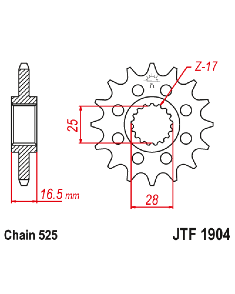 Зірка передня (крок 525) JTF1904.17RB