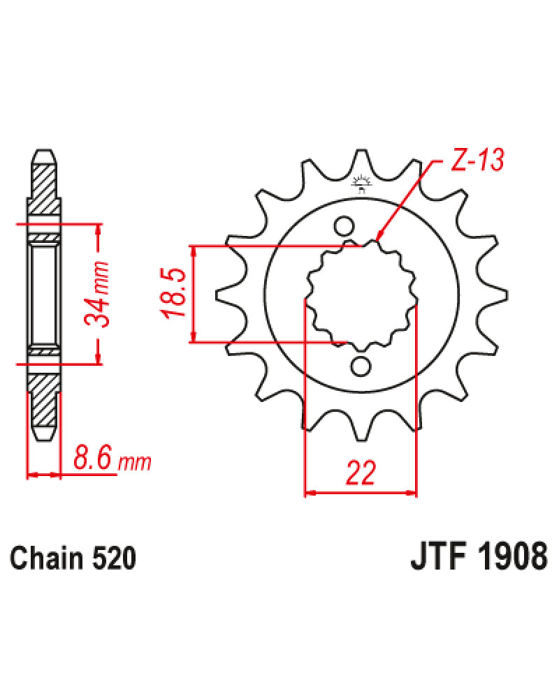 Зірка передня (крок 520) JTF1908.15