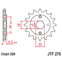 Звездочка передняя (шаг 520)  JTF270.15