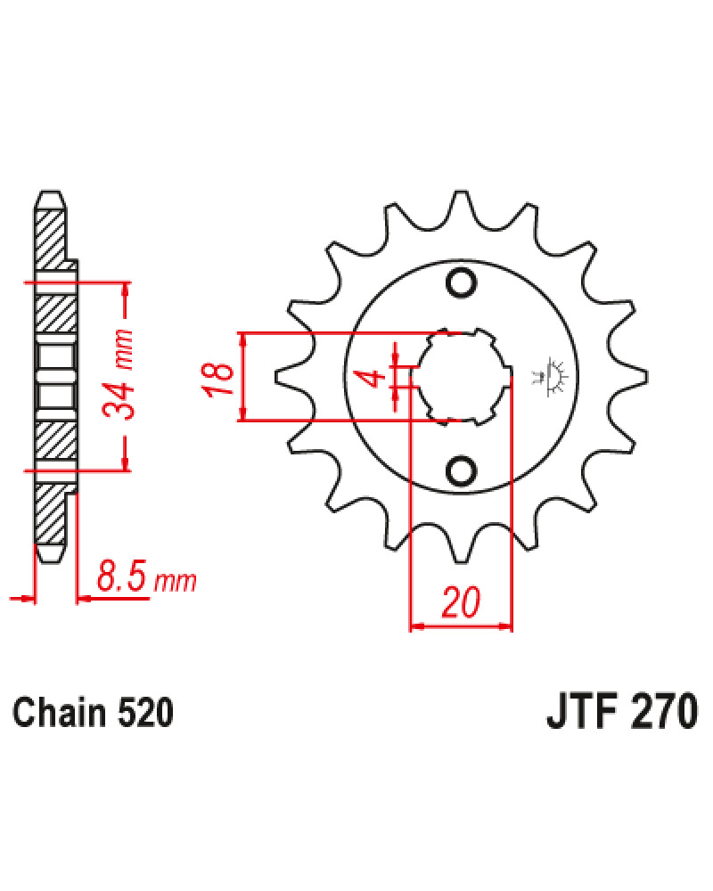 Звездочка передняя (шаг 520) JTF270.15