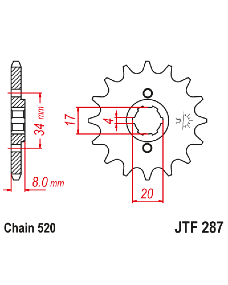 Зірка передня (крок 520) JTF287.14