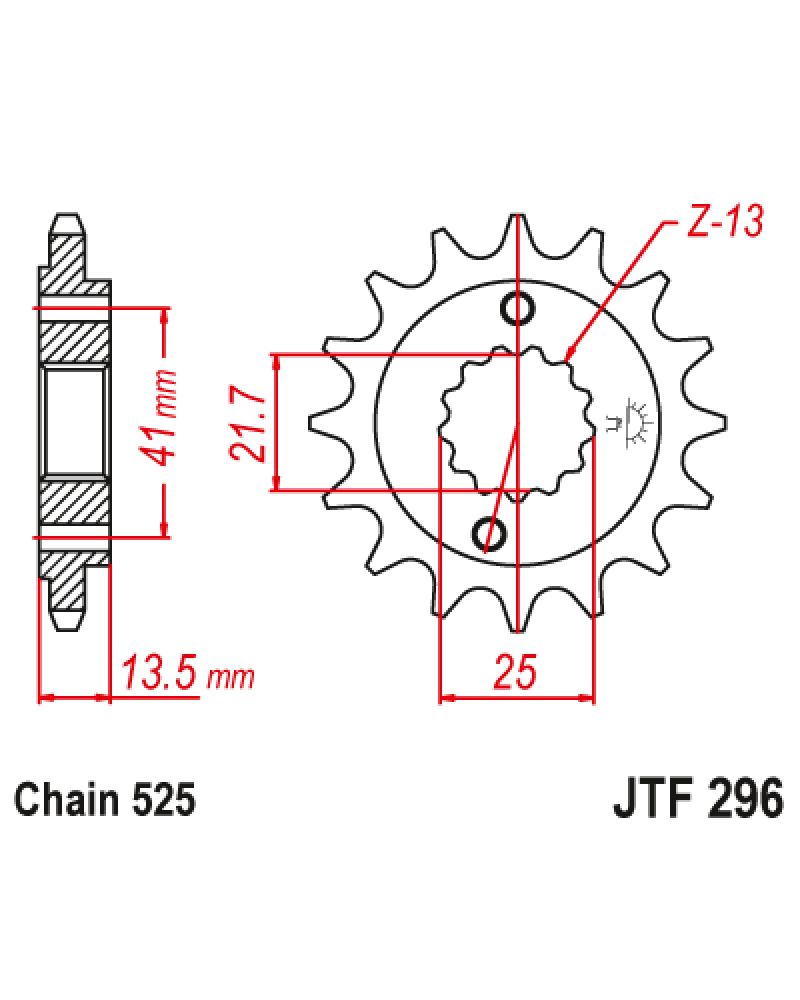 Зірка передня (крок 525) JTF296.16RB