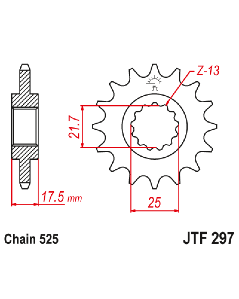 Зірка передня (крок 525) JTF297.15RB