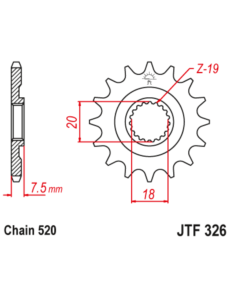 Зірка передня (крок 520) JTF326.12