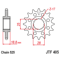 Звездочка передняя (шаг 525) JTF405.20