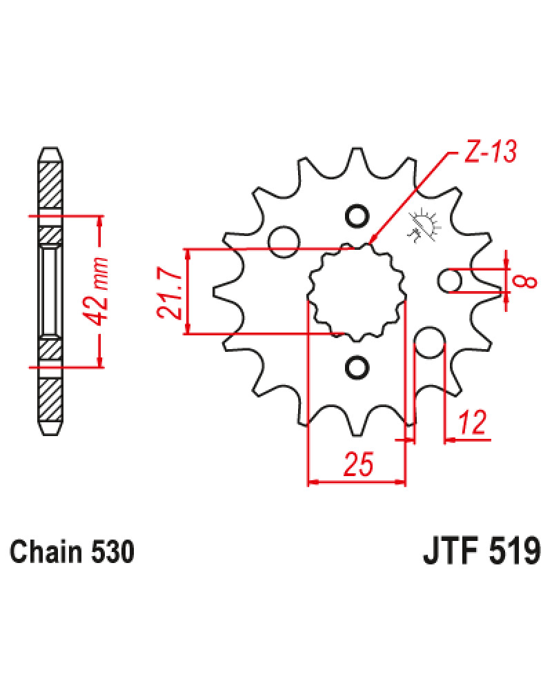 Зірка передня (крок 530) JTF519.16