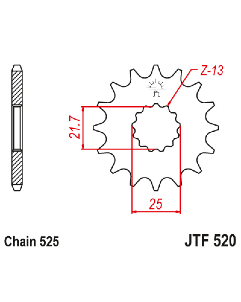 Зірка передня (крок 525) JTF520.17RB