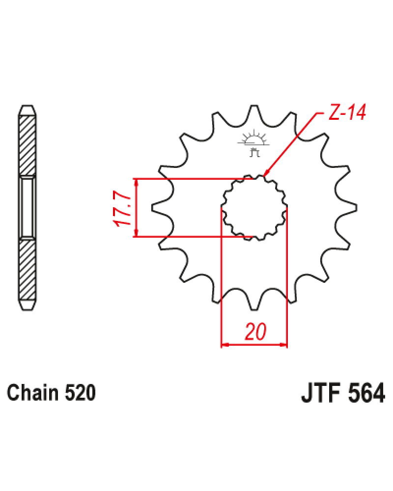 Зірка передня (крок 520) JTF564.13