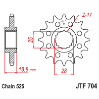 Зірка передня (крок 525) JTF704.16RB