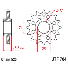 Зірка передня (крок 525) JTF704.16RB