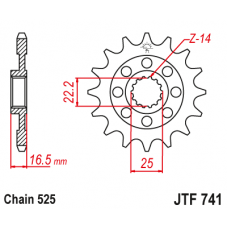 Зірка передня (крок 525) JTF741.15RB