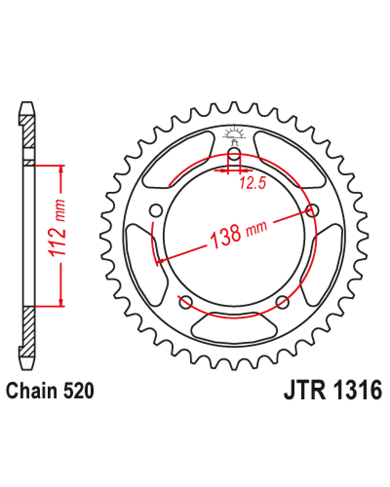 Зірка задня (крок 520) JTR1316.43