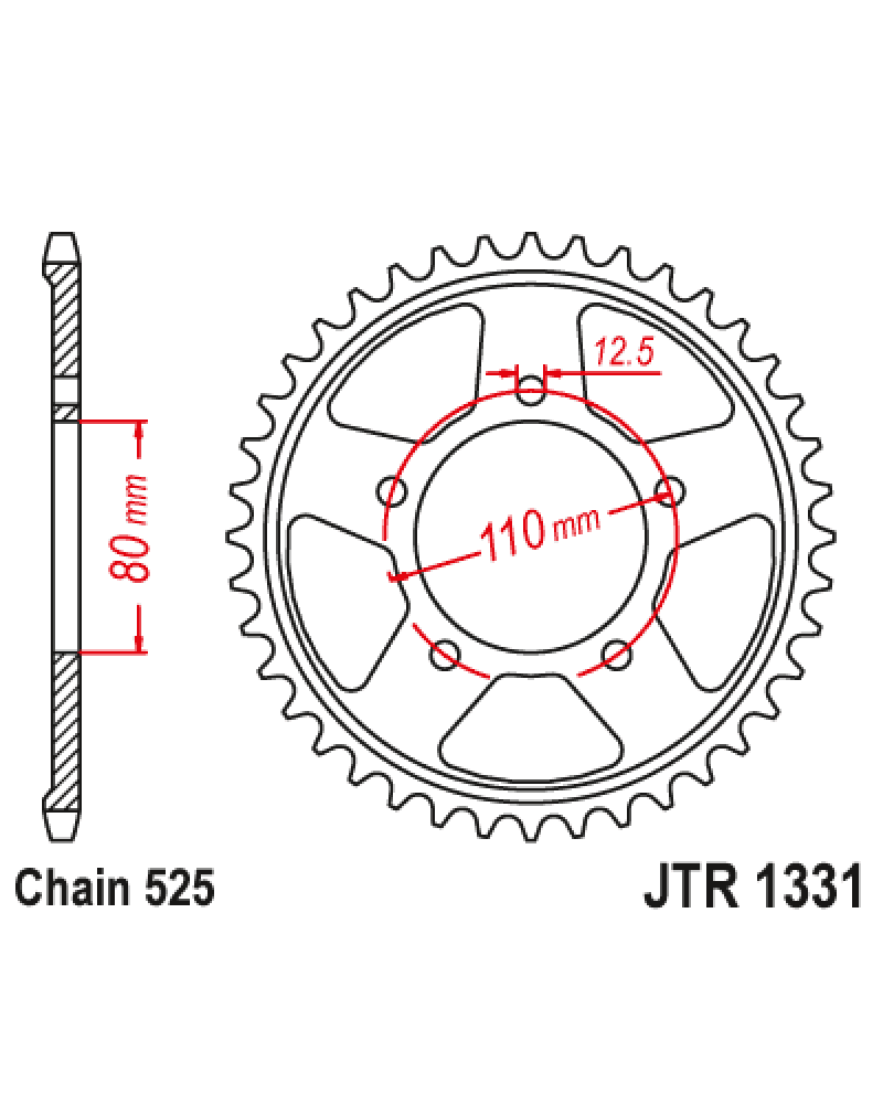 Зірка задня (крок 525) JTR1331.42ZBK