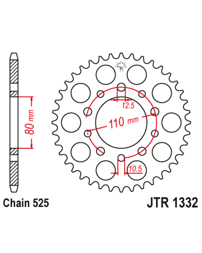 Зірка задня (крок 525) JTR1332.40