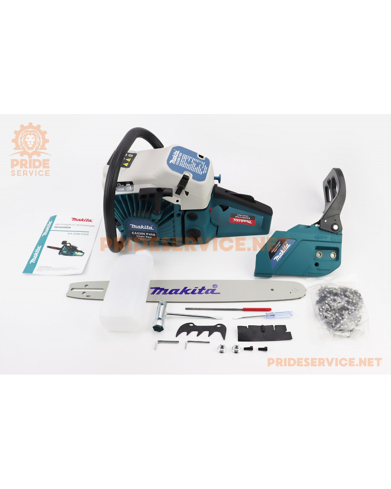 Бензопила Makita EA 5200 P45S 52cc (3,6кВт, шина 18", ланцюг 325-1,5-72зв. круг. зуб), з підкачуванням, плавний пуск