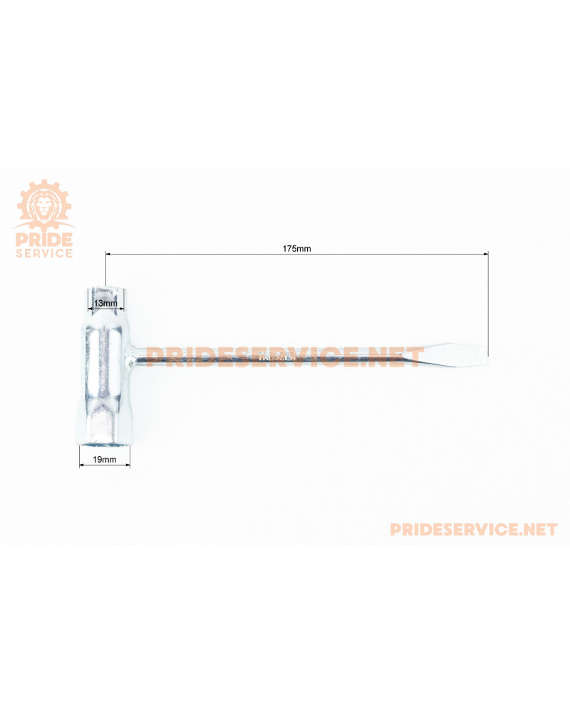 Ключ свічковий для бензопили, 13/19мм, L-175мм, (викрутка пласка)