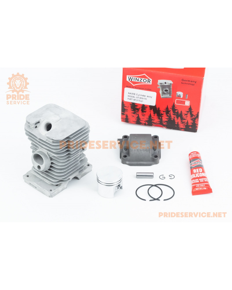 Циліндр, к-кт (цпг) MS-170 37мм (палець 8мм), сірий + піддон + герметик