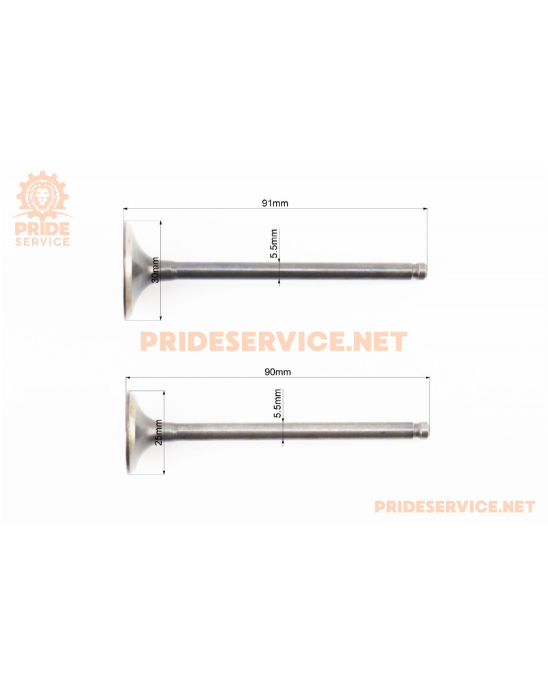 Клапана випускний (H-90; D-25), впускний (H-91; D-30) к-кт 2шт CB-125/150cc