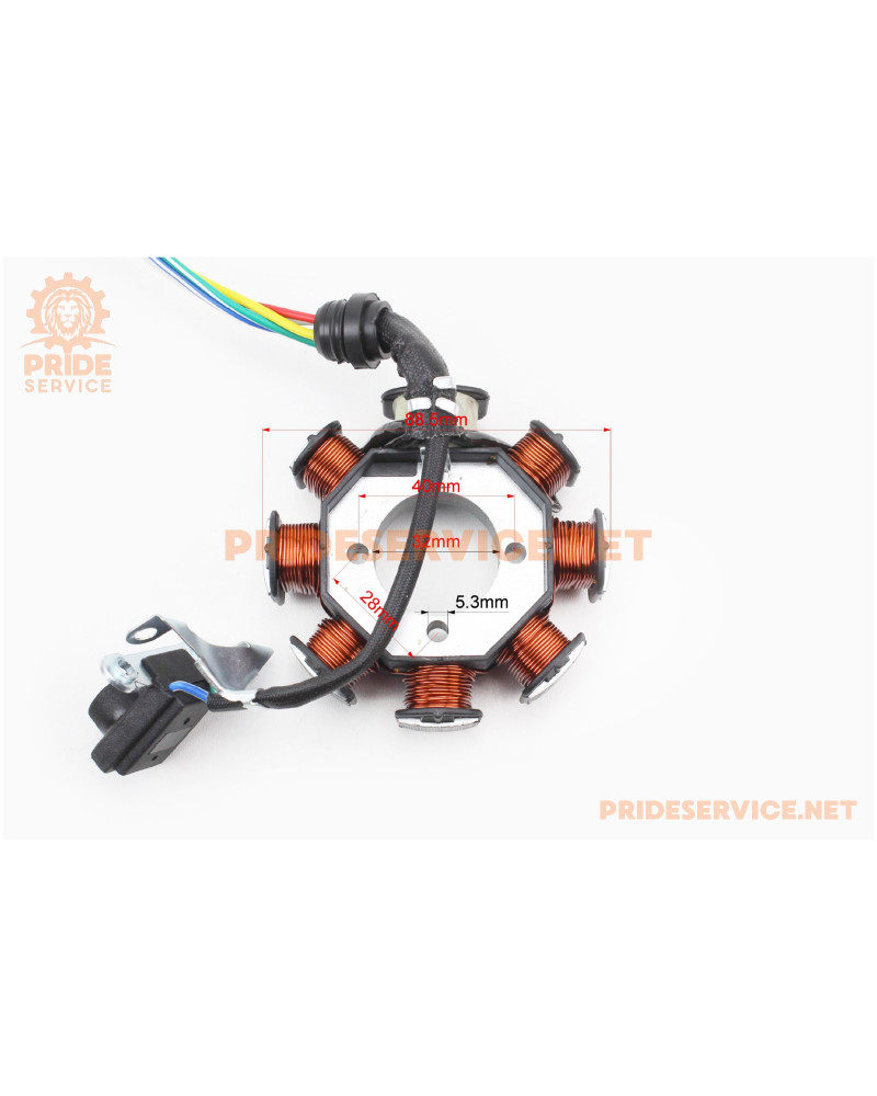 Статор магнето (генератора) (8 котушок "5 дротів"), (d-88,5мм)