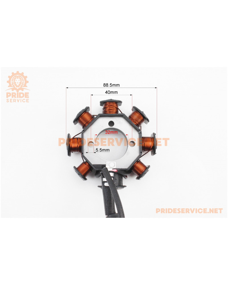 Статор магнето (генератора) (8 котушок "5 дротів"), (d-88,5мм)